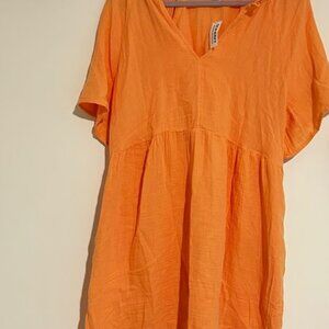 NWT Old Navy Demi Swing Dress in Blossom Petal Orange 100% Cotton Gauzy Mini XL